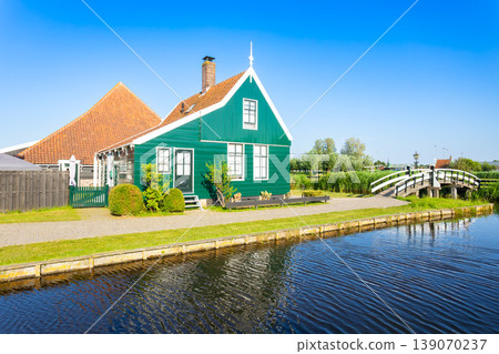 Traditional wooden houses in Zaanse Schans, Netherlands 139070237
