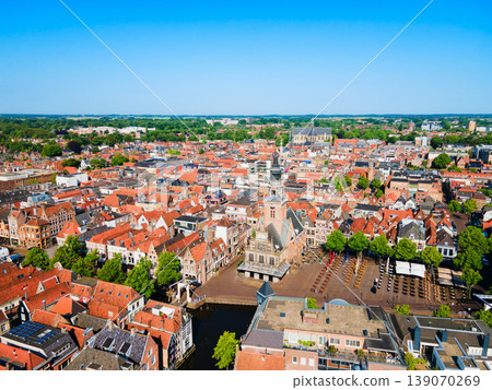 Aerial panoramic view of Waag tower in Alkmaar, Netherlands Aerial panoramic view of Waag tower in Alkmaar, Netherlands 139070269