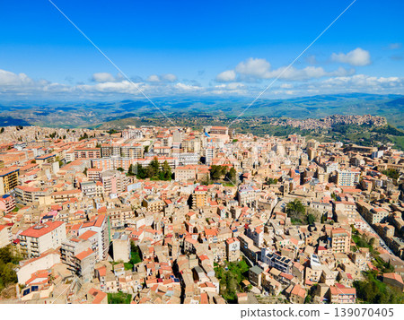Enna city centre aerial panoramic view, Sicily Enna city centre aerial panoramic view, Sicily 139070405