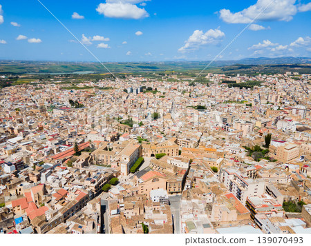 Castelvetrano city centre aerial panoramic view in Sicily Castelvetrano city centre aerial panoramic view in Sicily 139070493