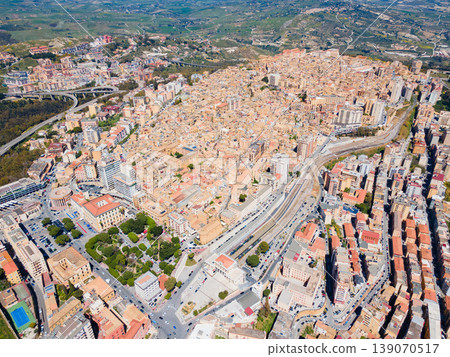 Agrigento city centre aerial panoramic view, Sicily Agrigento city centre aerial panoramic view, Sicily 139070517