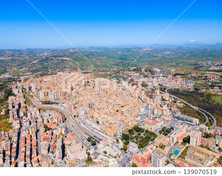 Agrigento city centre aerial panoramic view, Sicily Agrigento city centre aerial panoramic view, Sicily 139070519