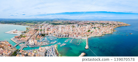 Syracuse city port aerial panoramic view, Sicily 139070578