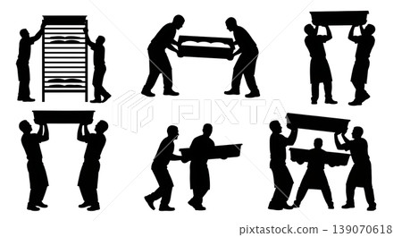 Black Solid Bakers Lifting Dough Troughs Set of Six on White Background Black Solid Bakers Lifting Dough Troughs Set of Six on White Background 139070618
