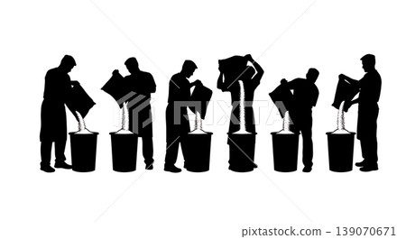 Black Solid Bakers Refilling Flour Bins Set of Six on White Background 139070671