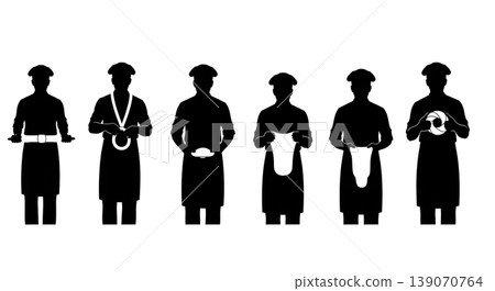 Black Solid Bakers Shaping Bagels Set of Six on White Background 139070764