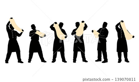 Black Solid Bakers Stretching Pizza Dough Set of Six on White Background 139070811