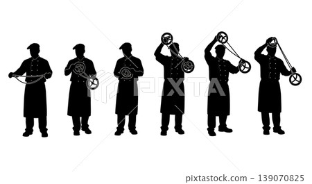 Black Solid Bakers Twisting Pretzels Set of Six on White Background Black Solid Bakers Twisting Pretzels Set of Six on White Background 139070825