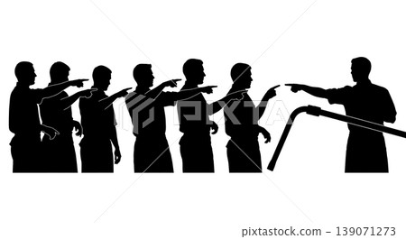 Black Solid Baristas Teaching Steam Wand Silhouettes Set of Six on White Background Black Solid Baristas Teaching Steam Wand Silhouettes Set of Six on White Background 139071273