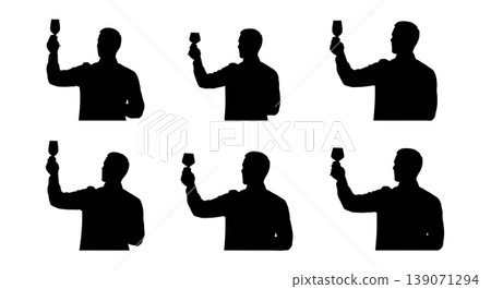 Black Solid Bartenders Inspecting Glasses Set of Six on White Background Black Solid Bartenders Inspecting Glasses Set of Six on White Background 139071294