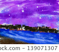 A distant city and a purple sky 139071307
