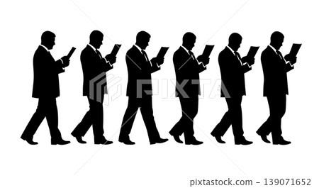Black Solid Agents Walking Reading Silhouettes Set of Six Black Solid Agents Walking Reading Silhouettes Set of Six 139071652