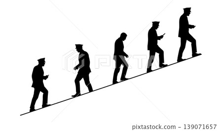 Black Solid Agents Walking Up Stairs Silhouettes Set of Six Black Solid Agents Walking Up Stairs Silhouettes Set of Six 139071657
