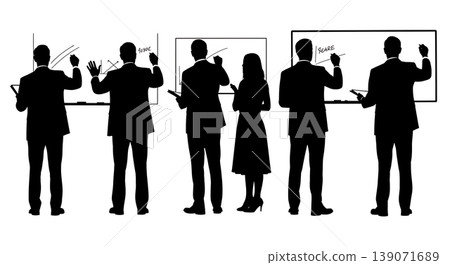 Black Solid Agents Writing Whiteboard Silhouettes Set of Six 139071689