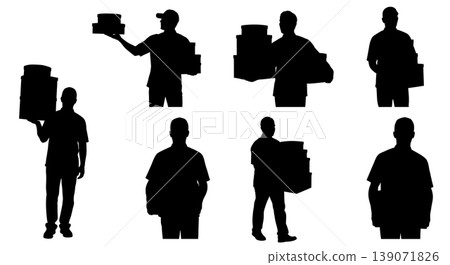 Black Solid Bakers Carrying Box Stacks Set of Six on White Background 139071826