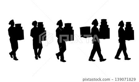 Black Solid Bakers Carrying Box Stacks Set of Six on White Background 139071829