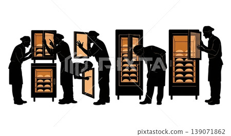 Black Solid Bakers Checking Proofing Dough Set of Six on White Background 139071862