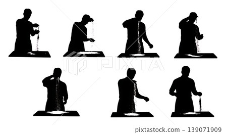 Black Solid Bakers Dusting Surfaces Set of Six on White Background 139071909