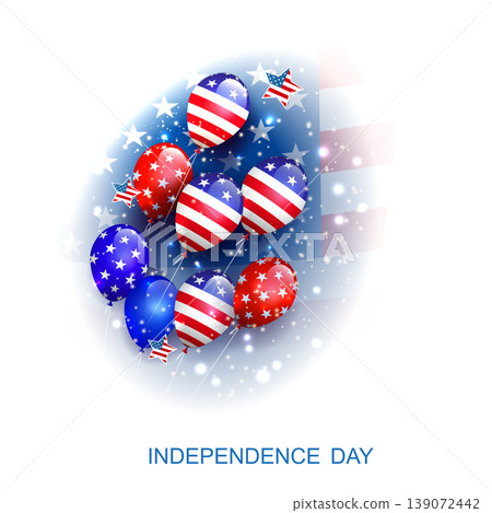 American Independence Day. Isolated illustration with a set of balloons American Independence Day. Isolated illustration with a set of balloons 139072442