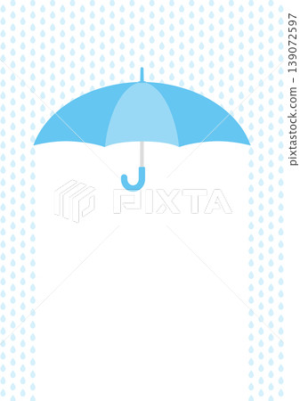 適合雨季的時尚背景插圖,描繪了下雨天和一把淺藍色雨傘。 適合雨季的時尚背景插圖,描繪了下雨天和一把淺藍色雨傘。 139072597