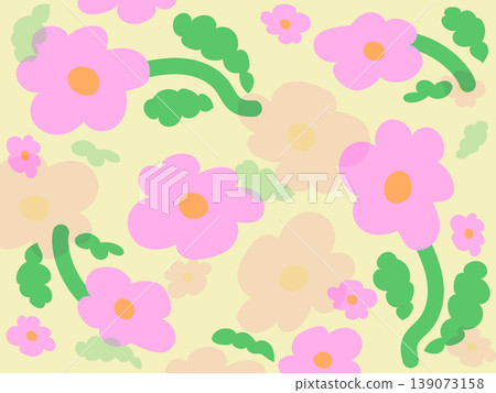 Retro pop floral seamless pattern background, pink and beige Scandinavian-style floral texture. Retro pop floral seamless pattern background, pink and beige Scandinavian-style floral texture. 139073158