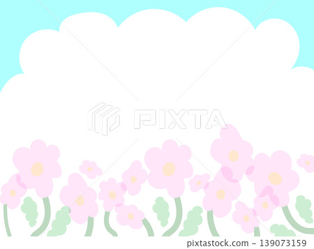 Flower field frame background, cute pastel-colored flower illustration, banner material. Flower field frame background, cute pastel-colored flower illustration, banner material. 139073159