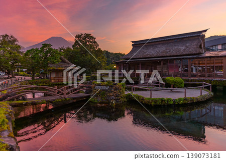 Oshino Hakkai and Mount Fuji sunset 139073181