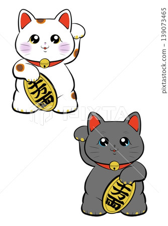 White and black lucky cat White and black lucky cat 139073465