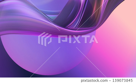 Abstract 3d purple fluid wave flowing over gradient spherical shapes, creating a futuristic holographic texture with soft reflections on a vibrant background Abstract 3d purple fluid wave flowing over gradient spherical shapes, creating a futuristic holographic texture with soft reflections on a vibrant background 139073845