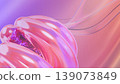 Abstract 3d rendering with iridescent fluid shapes intertwining, creating a modern futuristic texture background, reflecting vibrant pink and purple holographic light 139073849