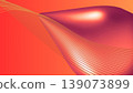 Smooth 3d shape with flowing orange-to-purple gradient, subtle waves and parallel glowing lines 139073899
