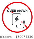 Mobile battery 160Wh limit icon (carry-on baggage rules) 139074330