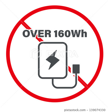行動電池 160Wh 限制圖示(隨身行李規定) 行動電池 160Wh 限制圖示(隨身行李規定) 139074330