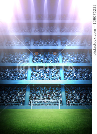 Soccer stadium tribune and goalpost 139075232
