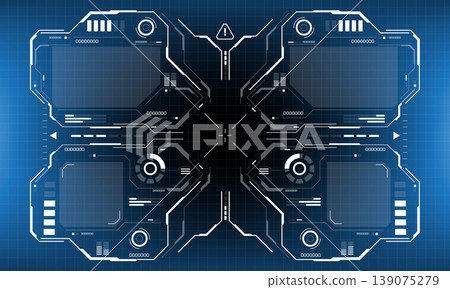 HUD sci-fi interface screen view white circular geometric design virtual futuristic technology creative display on blue vector HUD sci-fi interface screen view white circular geometric design virtual futuristic technology creative display on blue vector 139075279