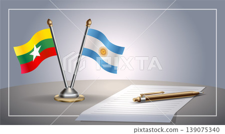 Small national flag of Myanmar and Argentina flag Relation, Template Vector Illustration 139075340