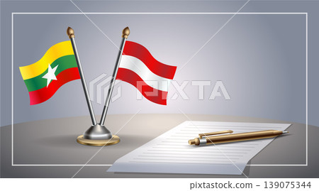 Small national flag of Myanmar and Austria flag Relation, Template Vector Illustration Small national flag of Myanmar and Austria flag Relation, Template Vector Illustration 139075344