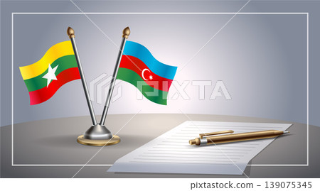 Small national flag of Myanmar and Azerbaijan flag Relation, Template Vector Illustration Small national flag of Myanmar and Azerbaijan flag Relation, Template Vector Illustration 139075345