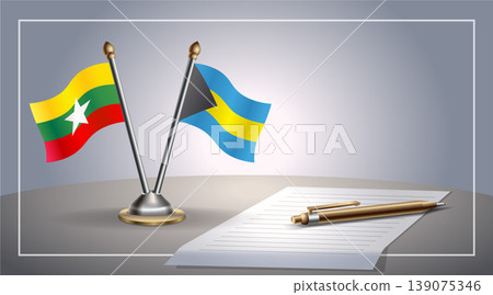 Small national flag of Myanmar and Bahamas flag Relation, Template Vector Illustration Small national flag of Myanmar and Bahamas flag Relation, Template Vector Illustration 139075346