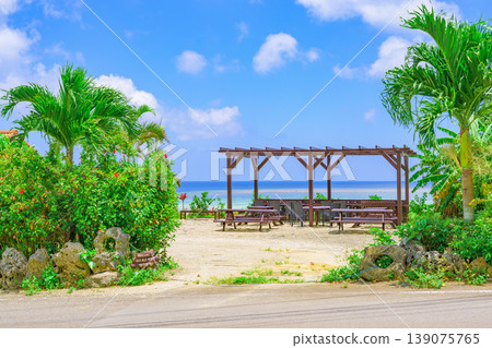 A resort-like landscape of Ishigaki Island, surrounded by blue skies and the sea. A resort-like landscape of Ishigaki Island, surrounded by blue skies and the sea. 139075765