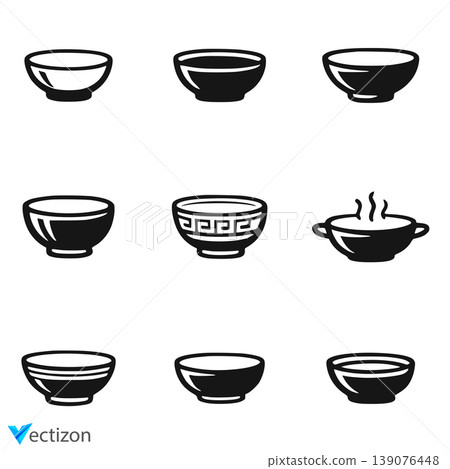 Bowl icon set collection in black design. 139076448