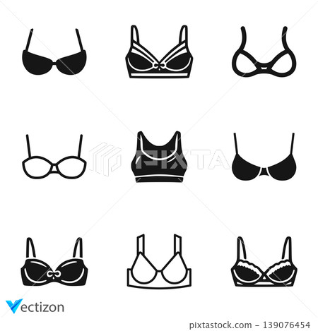 set of bra icons. clothing, intimates linear icons collection 139076454