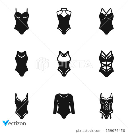 A set of fashionable icons. Bodysuit icons pack A set of fashionable icons. Bodysuit icons pack 139076458