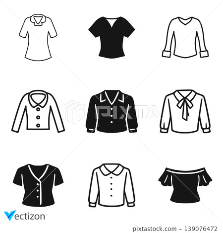blouse icon set vector on white background blouse icon set vector on white background 139076472