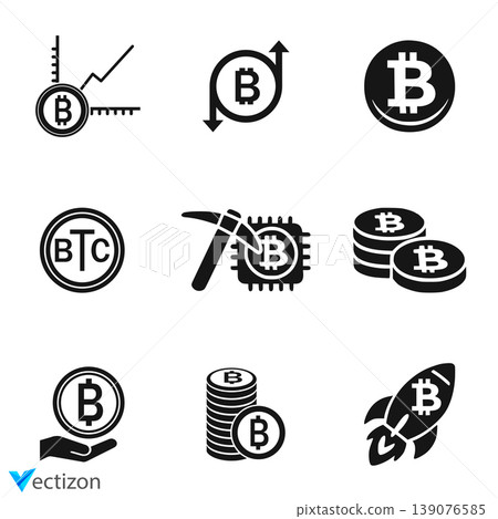 Bitcoin icon sign payment symbol. Cryptocurrency logo. Set vector. Bitcoin icon sign payment symbol. Cryptocurrency logo. Set vector. 139076585