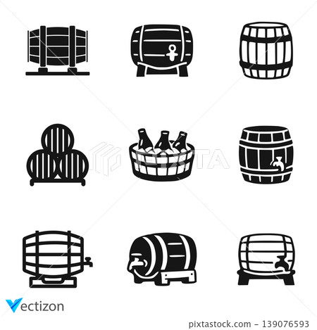 Beer Tub icon set Creative Vector Icon Design 139076593