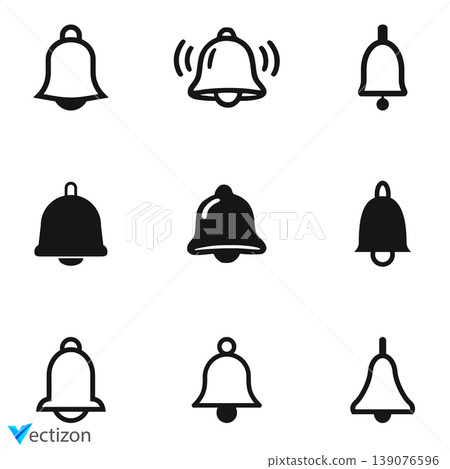 Message bell icon set. Bell downloadable graphics for web and app design Message bell icon set. Bell downloadable graphics for web and app design 139076596
