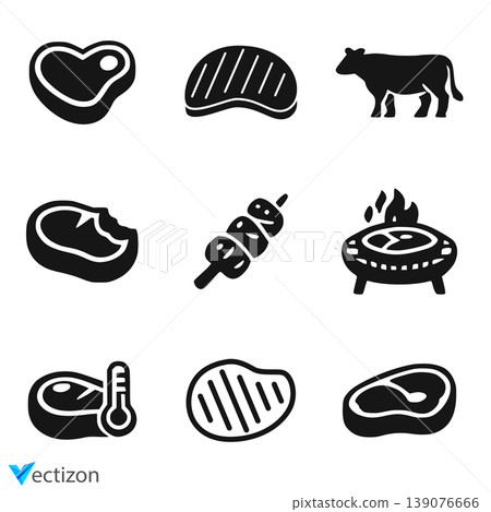 Meat icon set. Beef vector illustration. 139076666