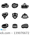 Meat icon set. Beef vector illustration. Steak symbol. BBQ sign. 139076672