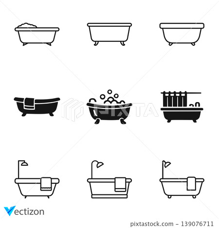 Bathtub icon set icon vector Bathtub icon set icon vector 139076711